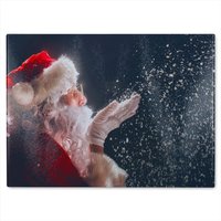 Benjamin Tate Design Merry Christmas & Happy Holidays Dining Glass Chopping Board in Natural