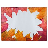 Benjamin Tate Design Red Autumn Border Glass Chopping Board in Natural