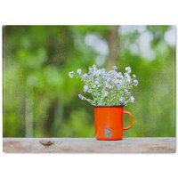 Benjamin Tate Design Forget Me Not Flowers Glass Chopping Board in Natural
