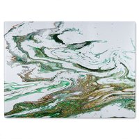 Benjamin Tate Design Green & Gold Marble Glass Chopping Board in Natural