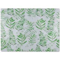 Benjamin Tate Design Green Fern Watercolour Glass Chopping Board in Natural