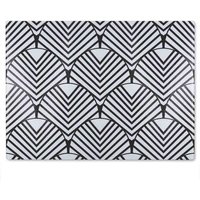 Benjamin Tate Design Black Geometric Decoration Glass Chopping Board in Natural