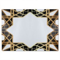 Benjamin Tate Design Art Deco Star Border Glass Chopping Board in Natural