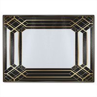Benjamin Tate Design Art Deco Black Frame Glass Chopping Board in Natural