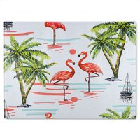 Benjamin Tate Design Flamingo & Palm Trees Glass Chopping Board in Natural