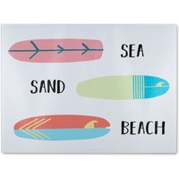 Benjamin Tate Design Sea Sand Surf Beach Glass Chopping Board in Natural