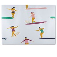 Benjamin Tate Design Female Surfers Glass Chopping Board in Natural