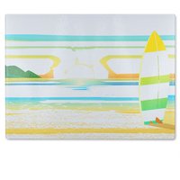 Benjamin Tate Design Surf Board On Beach Glass Chopping Board in Natural