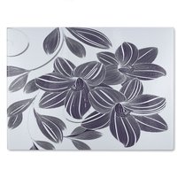 Benjamin Tate Design Orchids Glass Chopping Board in Natural
