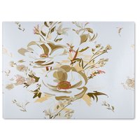 Benjamin Tate Design Golden Flower Print Glass Chopping Board in Natural