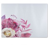 Benjamin Tate Design Pink Floral Glass Chopping Board in Natural