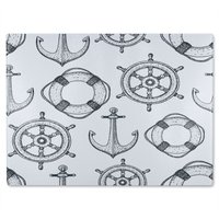 Benjamin Tate Design Anchor & Wheel Glass Chopping Board in Natural