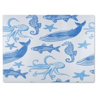 Benjamin Tate Design Sealife Glass Chopping Board in Natural