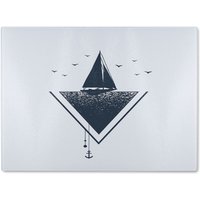Benjamin Tate Design Sailboat At Sea Glass Chopping Board in Natural