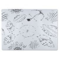 Benjamin Tate Design Drawn Nautical Elements Glass Chopping Board in Natural