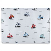 Benjamin Tate Design Red & Blue Sailboats Glass Chopping Board in Natural