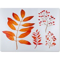 Benjamin Tate Design Orange Autumn Leaves Glass Chopping Board in Natural