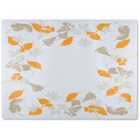 Benjamin Tate Design Orange & Grey Autumn Leaves Glass Chopping Board in Natural