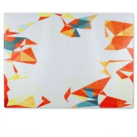 Benjamin Tate Design Autumn Geometric Glass Chopping Board in Natural