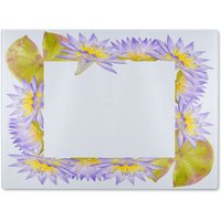 Benjamin Tate Design Gold & Purple Flowers Glass Chopping Board in Natural