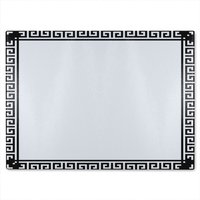 Benjamin Tate Design Greek Key Border Frame Glass Chopping Board in Natural