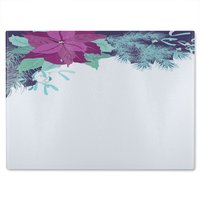 Benjamin Tate Design Purple & Blue Flowers Glass Chopping Board in Natural