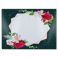 Benjamin Tate Design Bright Flowers Dark Glass Chopping Board in Natural