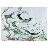 Benjamin Tate Design Gold & Green Marble Glass Chopping Board in Natural