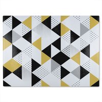Benjamin Tate Design Gold & Black Geometric Triangles Glass Chopping Board in Natural