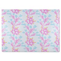 Benjamin Tate Design Pink & Blue Flower Design Glass Chopping Board in Natural