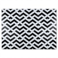 Benjamin Tate Design Black & White Geometric Glass Chopping Board in Natural