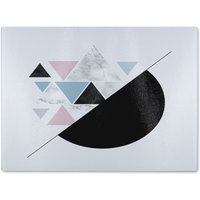 Benjamin Tate Design Triangles & Semi Circle Pattern Glass Chopping Board in Natural
