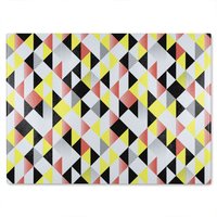 Benjamin Tate Design Yellow Pink & Black Geometric Pattern Glass Chopping Board in Natural