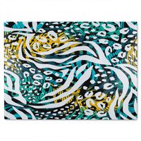 Benjamin Tate Design Tropical Leaves & Animal Print Glass Chopping Board in Natural