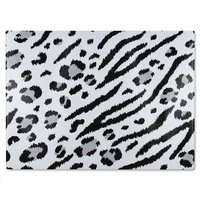 Benjamin Tate Design Zebra & Leopard Print Glass Chopping Board in Natural