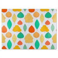 Benjamin Tate Design Decorative Leaves Glass Chopping Board in Natural