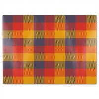 Benjamin Tate Design Orange Check Pattern Glass Chopping Board in Natural