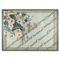 Benjamin Tate Design Flowers & Chain Links Glass Chopping Board in Natural