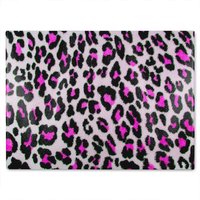Benjamin Tate Design Pink Fluffy Leopard Glass Chopping Board in Natural