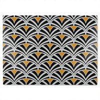 Benjamin Tate Design Black & Gold Shells Geometric Glass Chopping Board in Natural