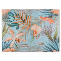 Benjamin Tate Design Pink Tropical Flowers Glass Chopping Board in Natural