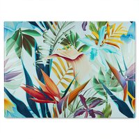 Benjamin Tate Design Tropical Plants Glass Chopping Board in Natural