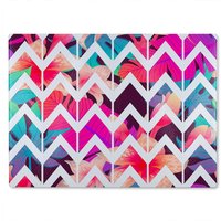 Benjamin Tate Design Tropical Geometric Zig Zags Glass Chopping Board in Natural