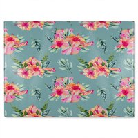 Benjamin Tate Design Pink Flowers Glass Chopping Board in Natural
