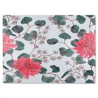 Benjamin Tate Design Red Flowers Green Leaves Glass Chopping Board in Natural