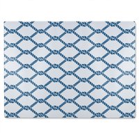 Benjamin Tate Design Navy Chainlink Rope Glass Chopping Board in Natural