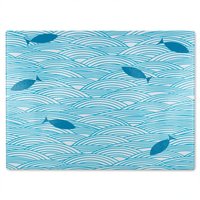 Benjamin Tate Design Waves & Fish Glass Chopping Board in Natural