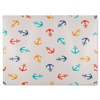 Benjamin Tate Design Multi Coloured Anchors Glass Chopping Board in Natural