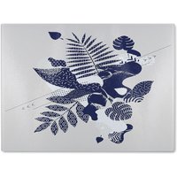 Benjamin Tate Design Decorative Leaf Prints Glass Chopping Board in Natural