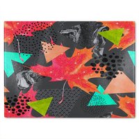 Benjamin Tate Design Maple Leaf Geometrics Glass Chopping Board in Natural